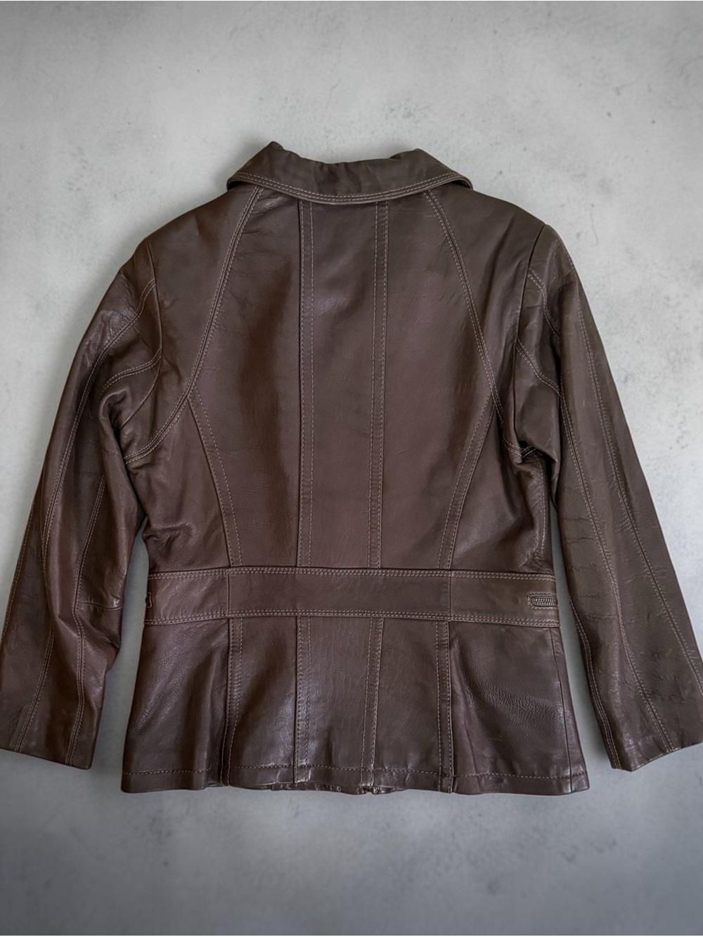 Vintage Andrew Marc Brown Soft Lambskin Leather Jacket Women Small Y2K Zip Up SM - Picture 3 of 13